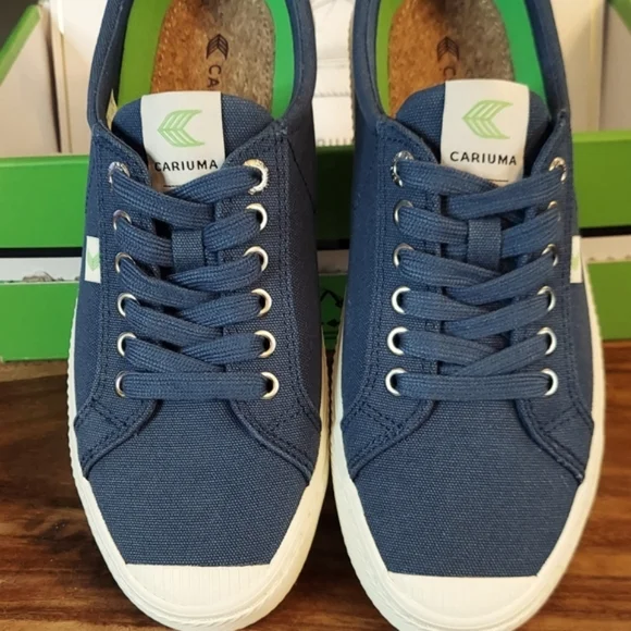 Cariuma 9.5 Womens OCA Low Canvas Sneakers Blue Sustainability Eco-Friendly - Picture 3 of 10
